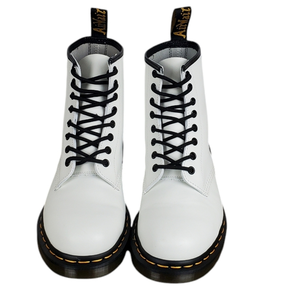 DR MARTENS 1460 White Leather Combat Boots Unisex US 8 / EU 41